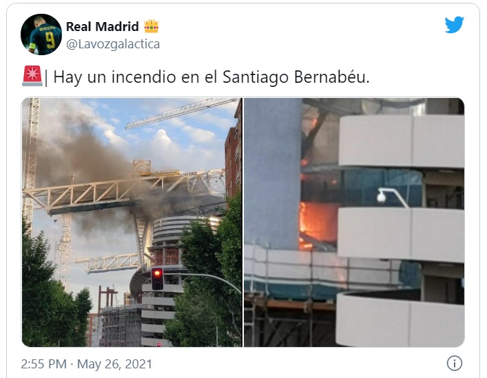 Casi se quema el estadio Santiago Bernabéu (video y foto)